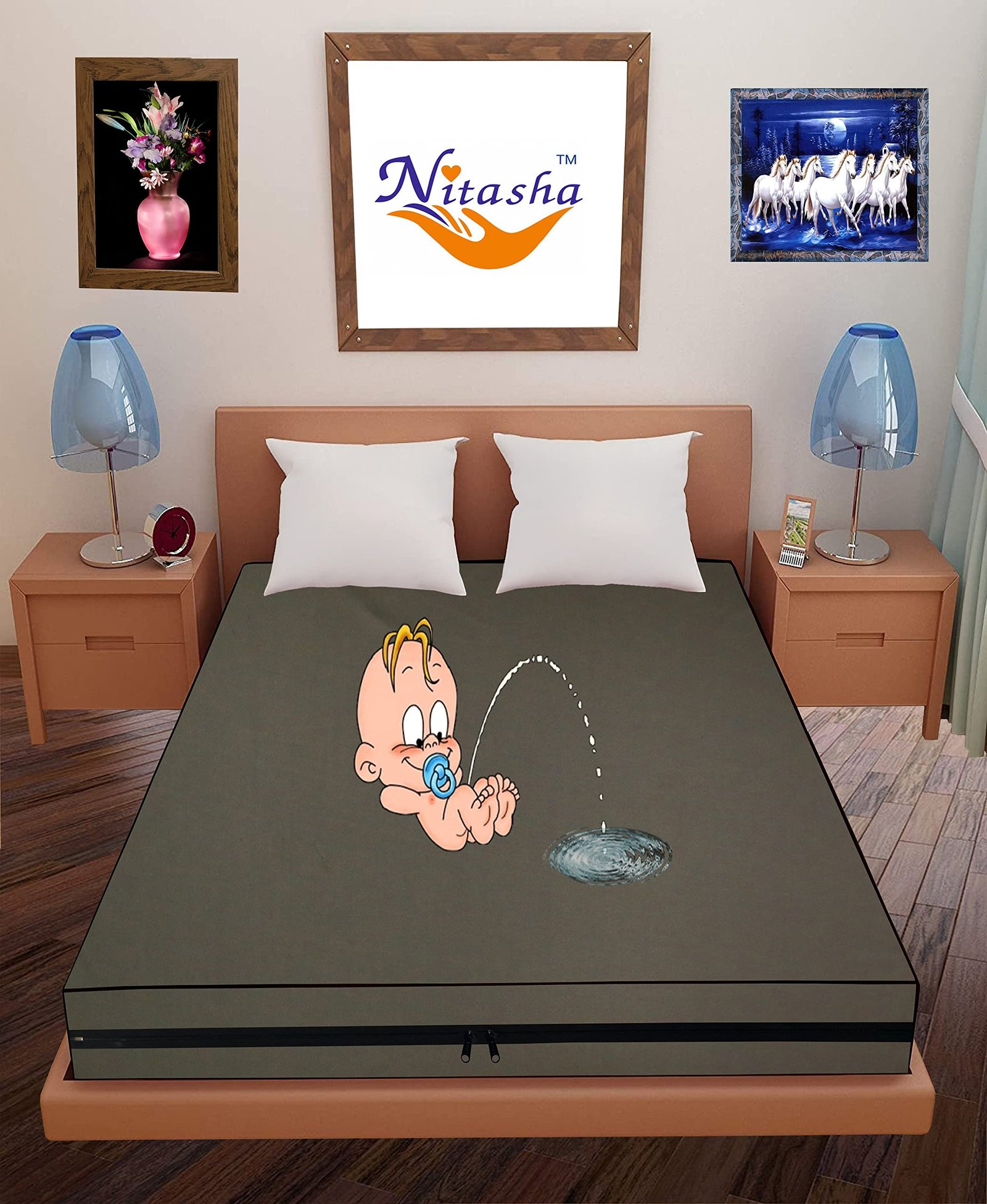 NITASHA 100% Watarproof & Zipper Mattress Cover Size Inch LxWxH (72x48x7)