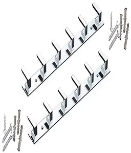 Stainless Steel & Aluminium Premium Heavy Quality - 6 PIN C Type Cloth Hanger Bathroom Wall Door Hooks with 6 Screw and 6 Grip (Pack of 2 pcs) NCHS06SS2