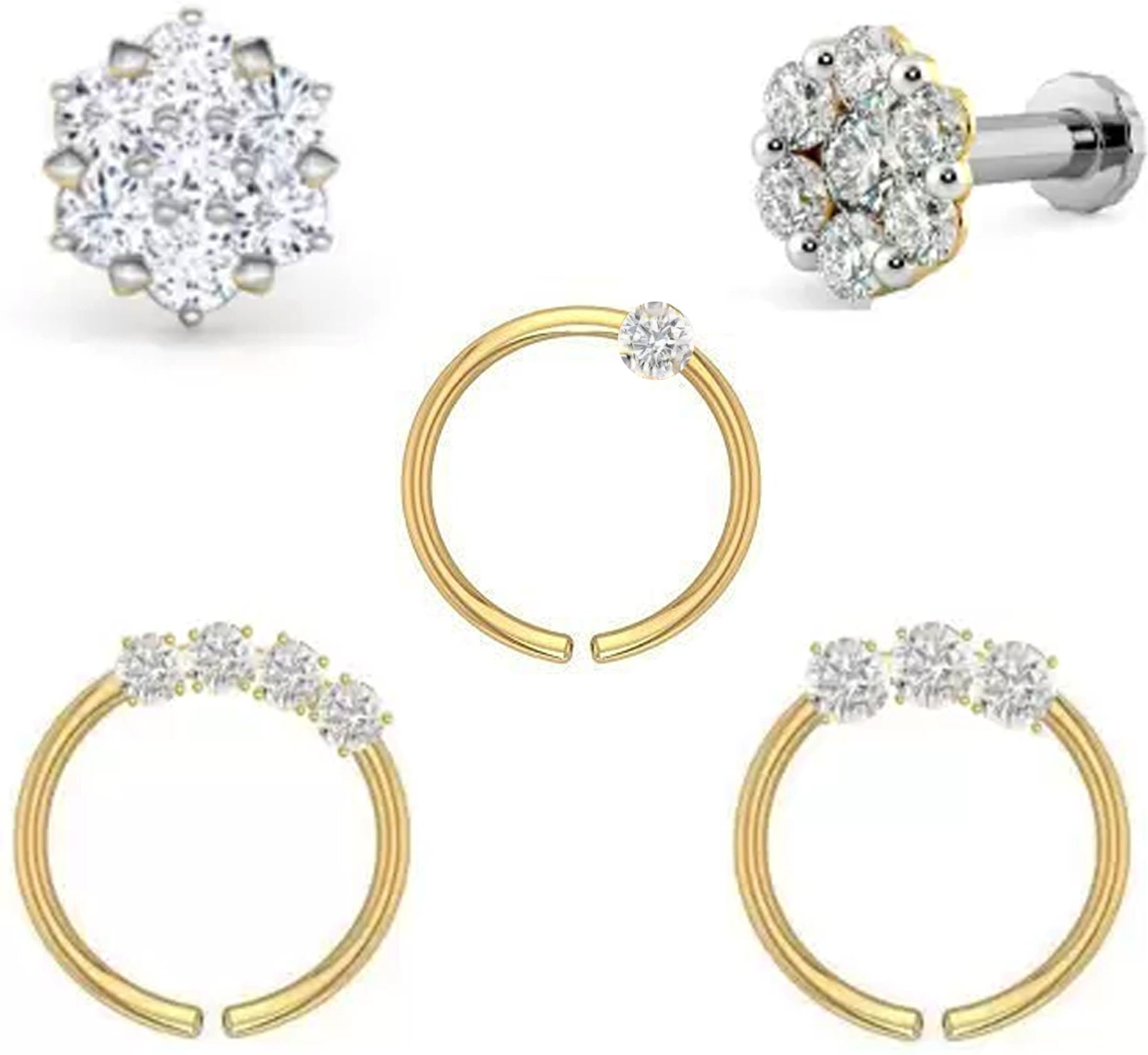 sh_HOC-NOSE RING 1/3/4 & PIN 7 W2PCS PACK OF 5