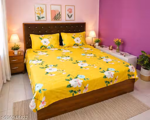 Designer Floral Bedsheet Double Bed with 2 Pillow Covers | Luxury Home Bedding