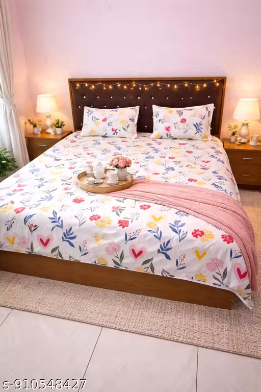 Designer Floral Bedsheet Double Bed with 2 Pillow Covers | Luxury Home Bedding
