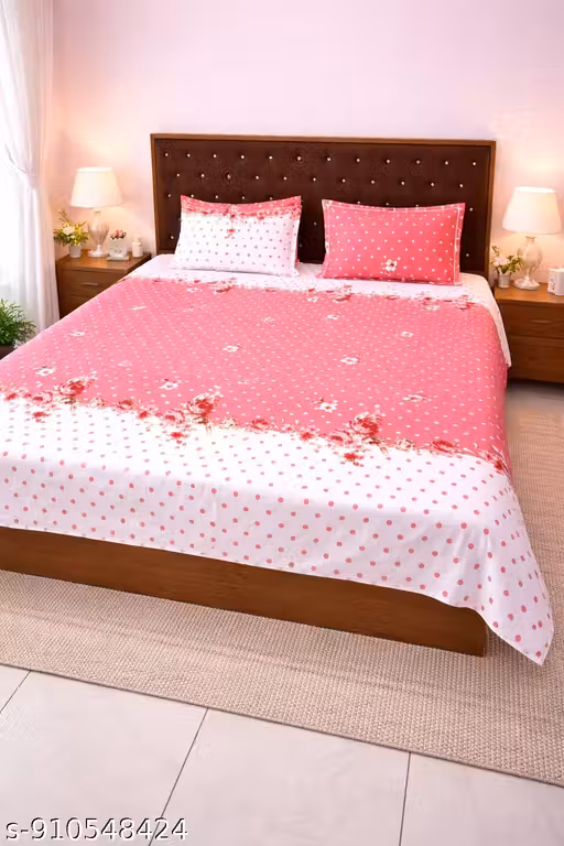 Designer Floral Bedsheet Double Bed with 2 Pillow Covers | Luxury Home Bedding