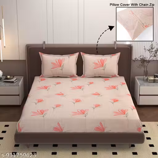 Premium King Size Double Bedsheet 90 * 90(INCH) with 2 Pillow cover King Size 18" x 28"