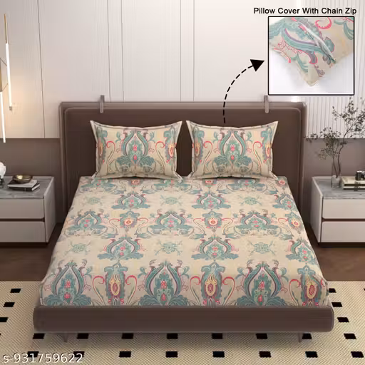 Premium King Size Double Bedsheet 90 * 90(INCH) with 2 Pillow cover King Size 18" x 28"