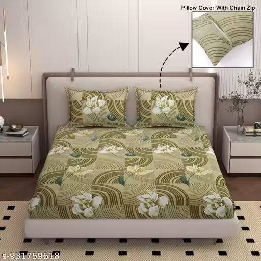 Premium King Size Double Bedsheet 90 * 90(INCH) with 2 Pillow cover King Size 18" x 28"