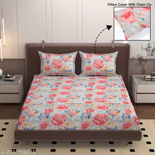 Premium King Size Double Bedsheet 90 * 90(INCH) with 2 Pillow cover King Size 18" x 28"