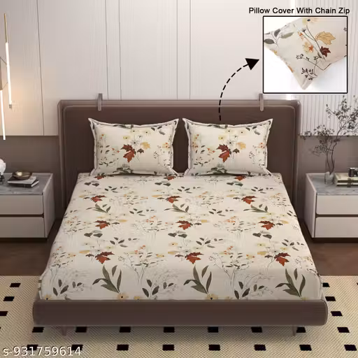 Premium King Size Double Bedsheet 90 * 90(INCH) with 2 Pillow cover King Size 18" x 28"