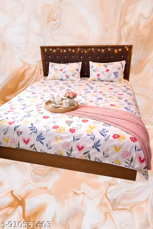 Designer Floral Bedsheet Double Bed with 2 Pillow Covers | Luxury Home Bedding|PACK OF 1