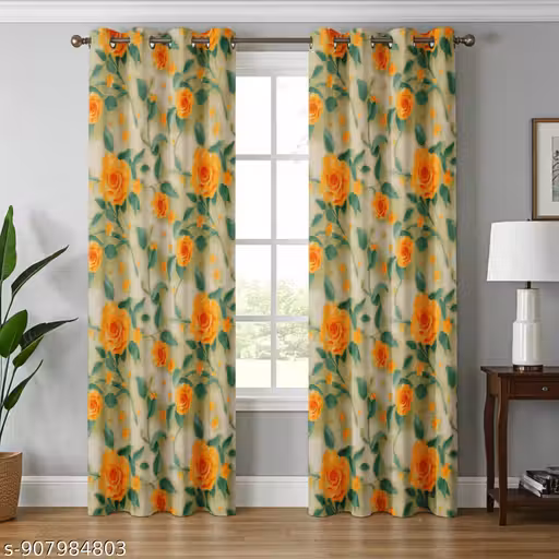 Fancy Lovely multicolour Long Door Cotton Curtains For Living Rooms , Bed Rooms , Halls , Pack of 2 Pcs