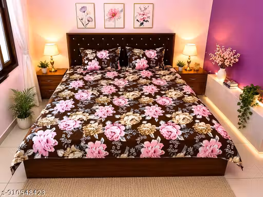 Designer Floral Bedsheet Double Bed with 2 Pillow Covers | Luxury Home Bedding