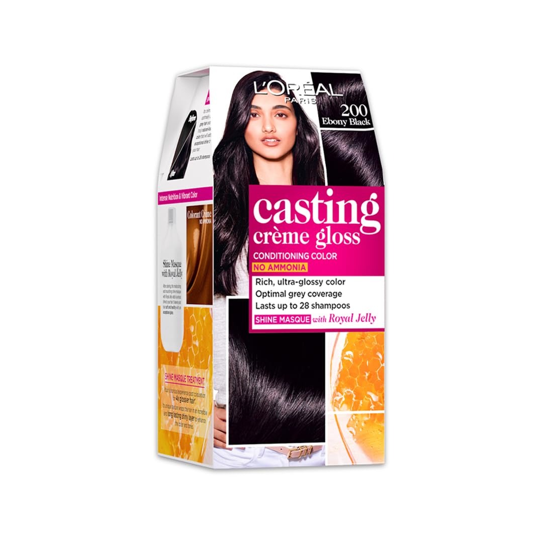 L'Oreal Paris Casting Creme Gloss Hair Color , 87.5g+72ml-Ebony Black 200