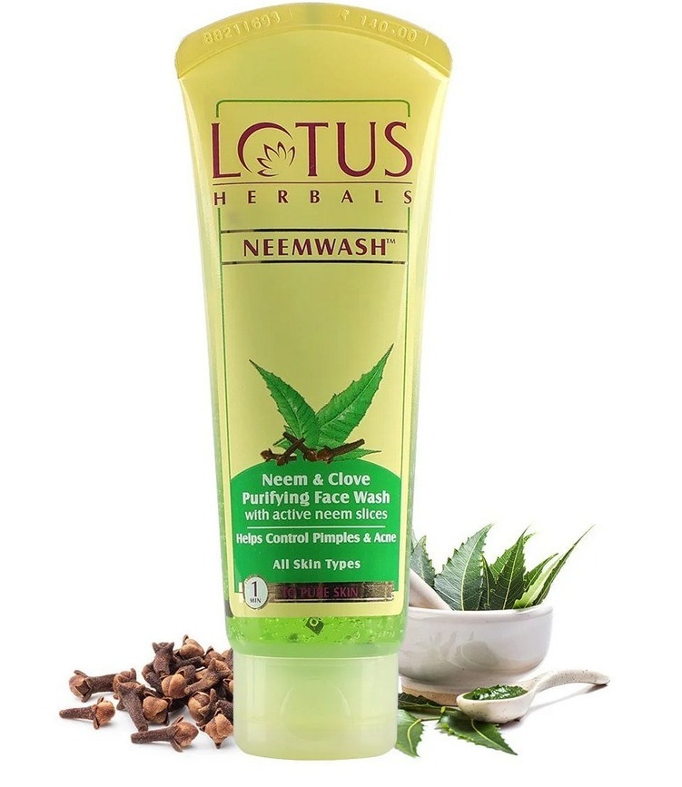 Lotus Herbals Neemwash Neem & Clove Ultra Purifying Face Wash With Active Neem Slices | Suitable To Oily To Combination Skin | For Acne Prone Skin