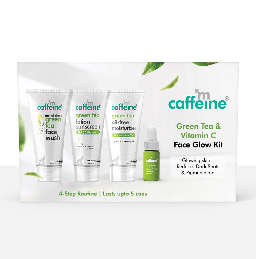 mCaffeine Green Tea & Vitamin C Face Glow Kit | 4 Steps Routine | Lasts Upto 5 uses
