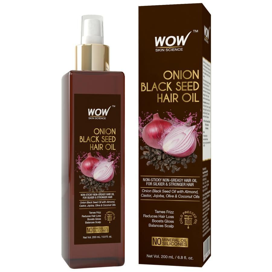 Wow Skin Science Onion Black Seed Hair Oil, 200 ml Bottle