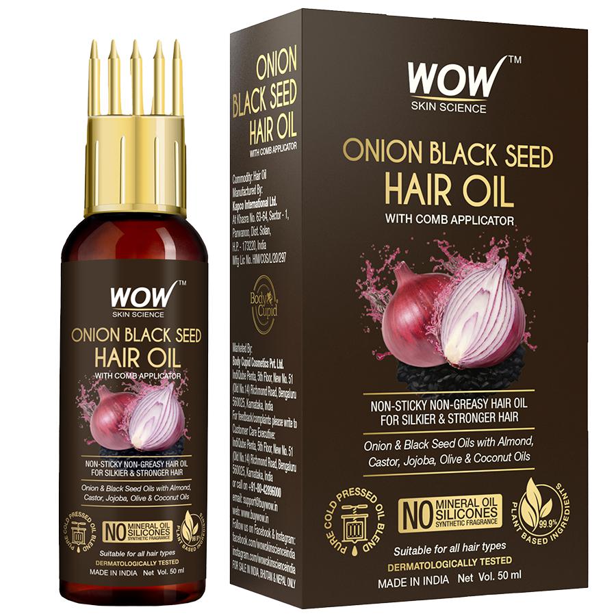 Wow Skin Science Onion Black Seed Hair Oil With Comb Applicator, 50 ml