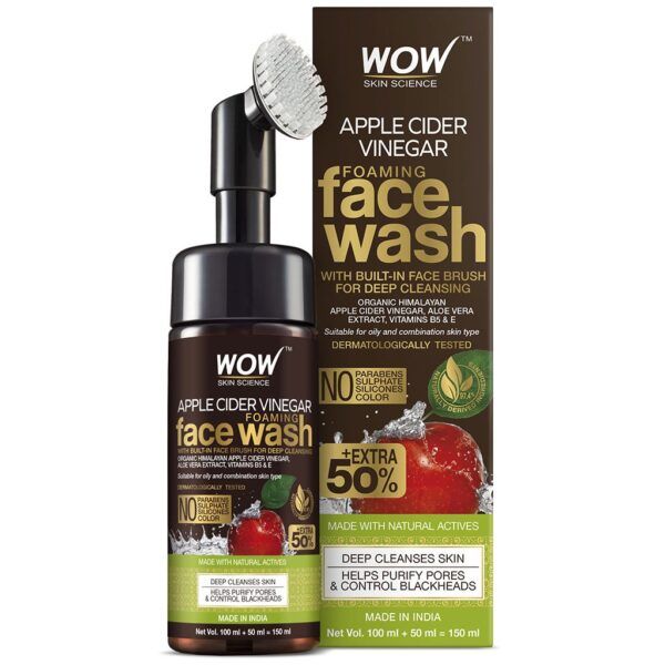Wow Skin Science Apple Cider Vinegar Foaming Face Wash, 150 ml