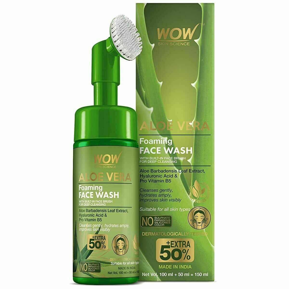 Wow Skin Science Aloe Vera Foaming Face Wash, 150 ml
