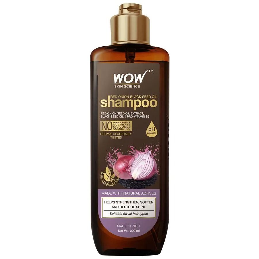 Wow Skin Science Red Onion Black Seed Oil Shampoo, 200 ml Bottle