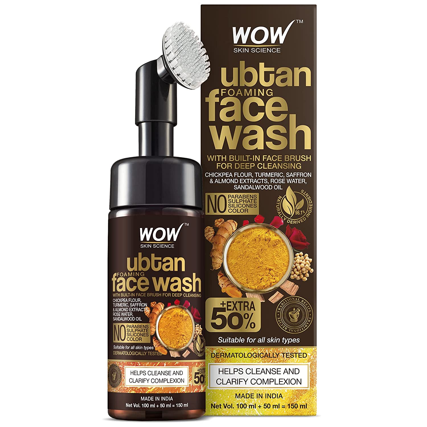 Wow Skin Science Ubtan Foaming Face Wash, 150 ml