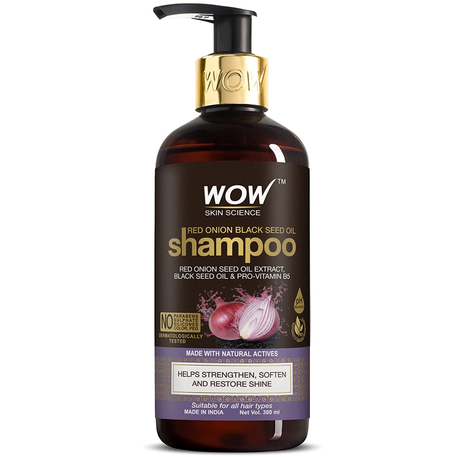 Wow Skin Science Onion Shampoo For Hair Growth And Hair Fall Control, 300 ml