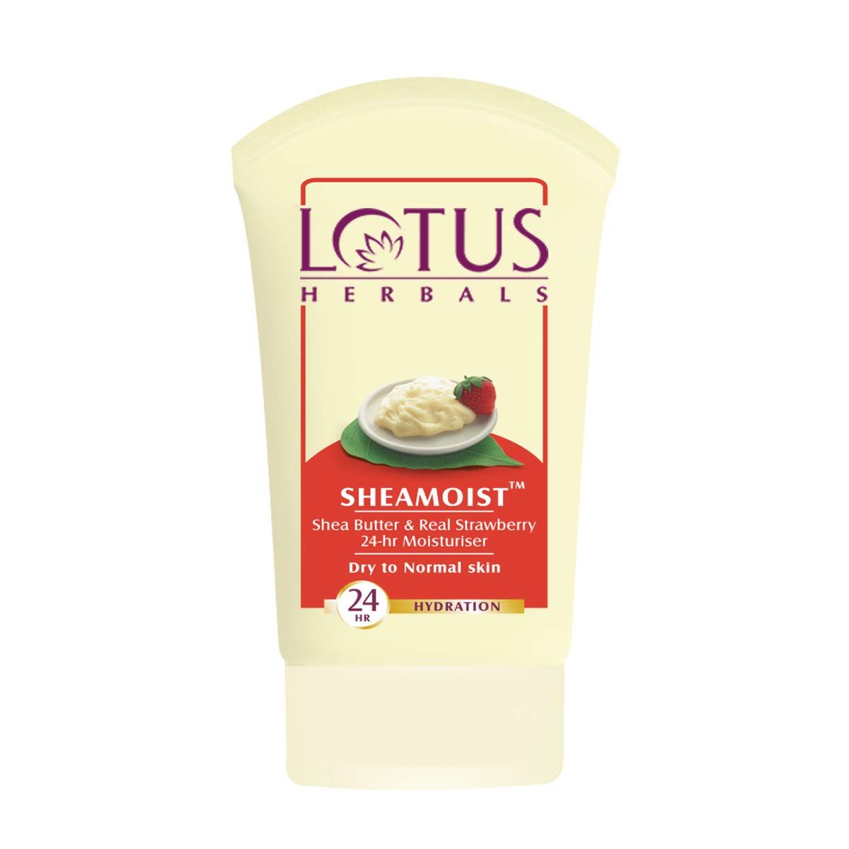 Lotus Herbals Sheamoist Shea Butter & Real Strawberry 24 Hrs Moisturiser, 120gm