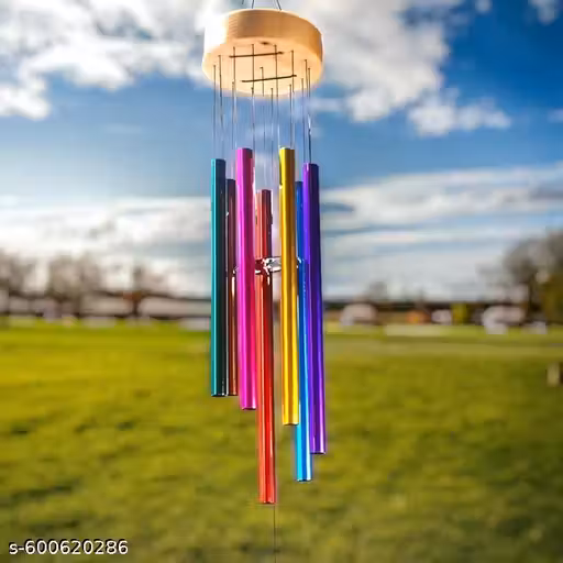 GEETA ENTERPRISES Wind Chime 7 Multi Colour Pipes for Home Decoration Positive Energy Sound | Metal Windchime Bell 7 Pipes Rods for Positive Vibrations