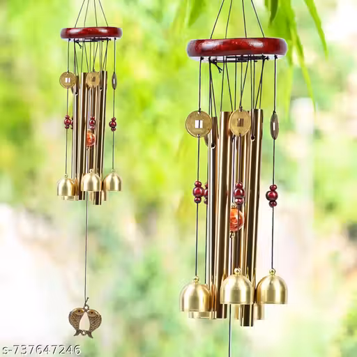 Wind Chime for Balcony & Home Décor | Brass Feng Shui Bells | Elegant Indoor & Outdoor Hanging Windchimes 63cm | Ideal Gift for Housewarming & Birthday