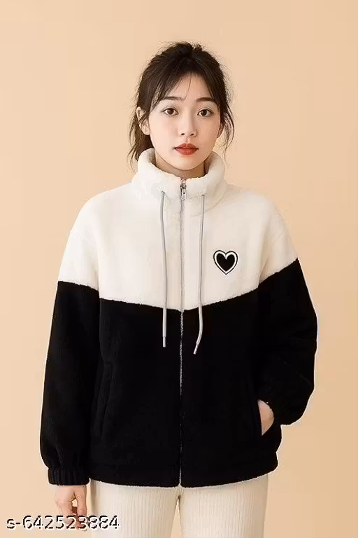 Women's & Girl's Plush Faux Fur Jacket : - ❤️ Black