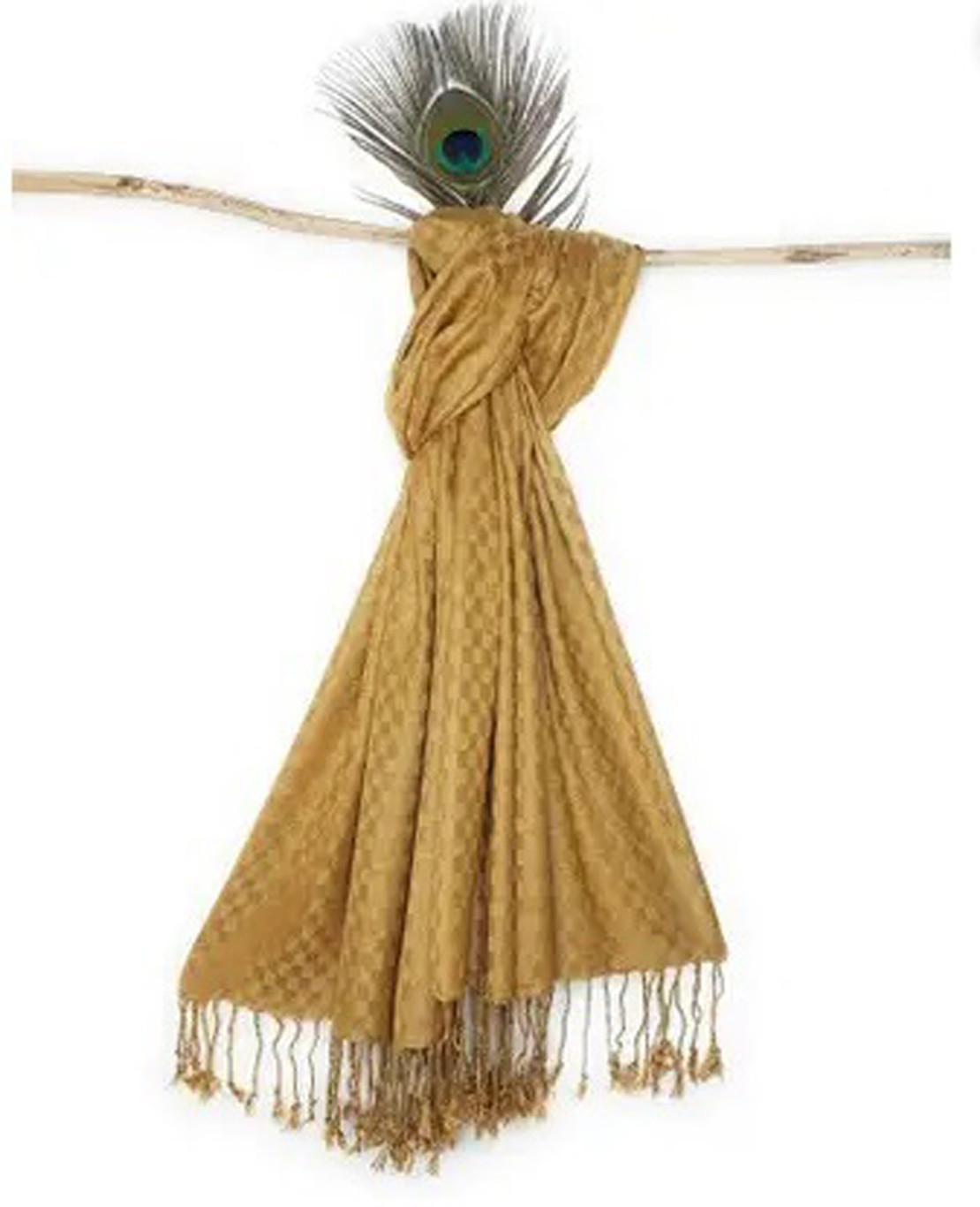 Collective Stitch Viscose Blend Self Design Gold Unisex Dupatta