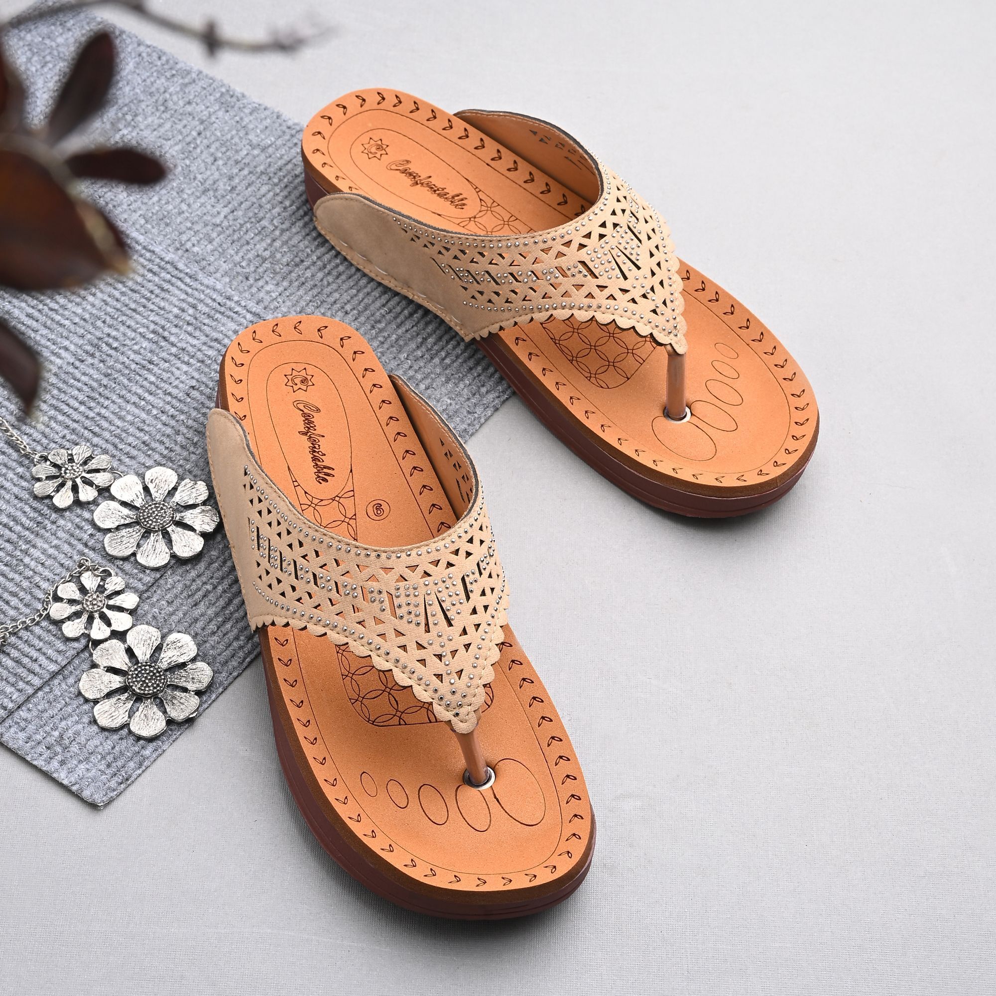 Slip-on Heels For Girls (Tan)