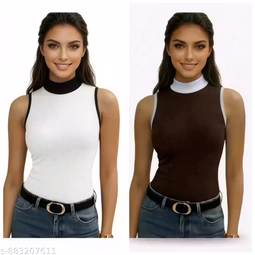 Elegant Sleeveless High-Neck Top