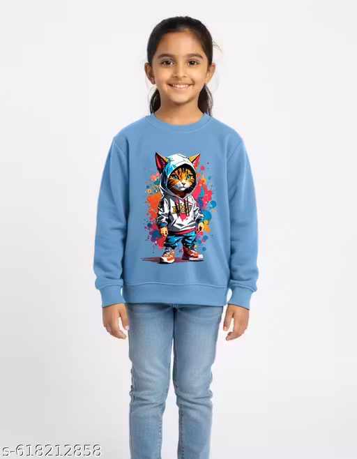 Cool Cat Graphic Sweatshirt for Girls