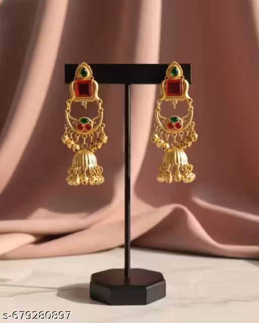 Gold Plated Kundan Jhumka Earrings for Women Traditional Party Wear Latest Design