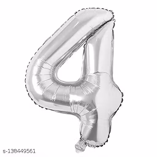 Trade Globe 16" Inch Numbers Alphabet Letter Shape foil Balloon for Kids Birthday Party Decorations (Silver- Number 4) Party Items