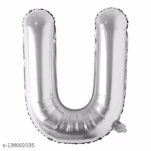 Trade Globe 16" Inch Alphabet Letter Shape foil Balloon for Kids Birthday Party Decorations (Silver- Letter U)