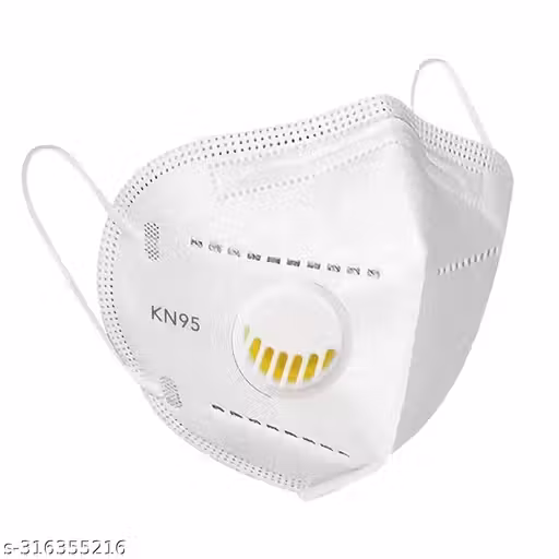 Trade Globe Non Woven Fabric KN 95 Five Layer Disposable Face Mask with Filter Valve & Nose Pin Respirator for Men & Women | Filter - >95% | White - Pack Of 1