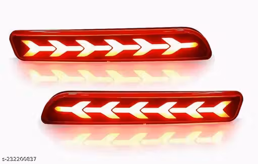 INDMOTIVE Car Reflector Led Brake Light For Rear Bumper Back (Red),(set of 2 pcs)