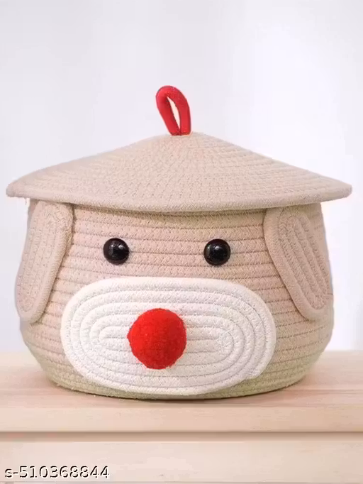 Tamanna Tech Multi-Purpose Cute Jute Basket for storage Matka for Bathroom Living Room & Kitchen Organizer Box Vanity Box First Aid Box