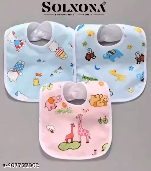 Solxona® Best quality baby bibs pack of 3 chit buttoned waterproof
