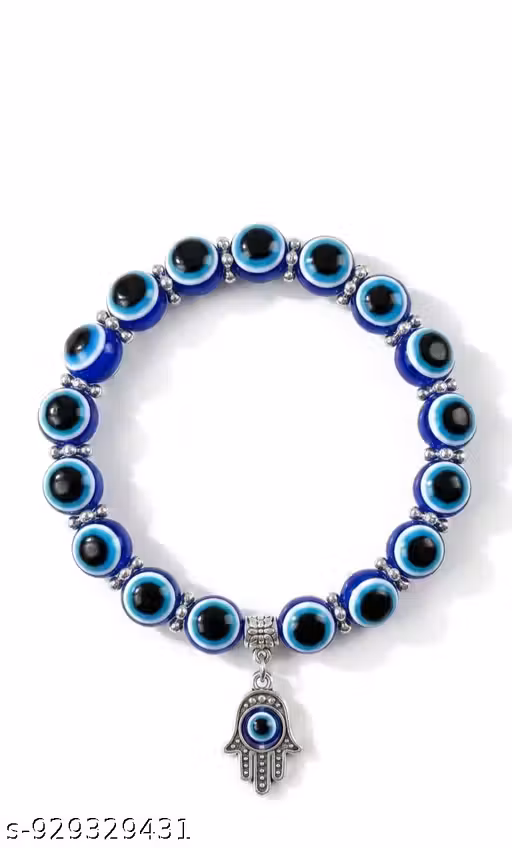 Blue Beaded Hamsa Evil Eye Bracelet