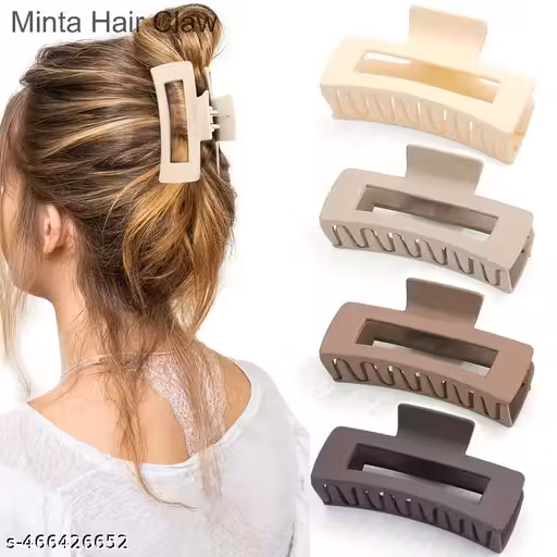 Minta 4pcs Stylish Solid Color Hair Claw Clips - Non-Slip, Strong Grip for All Hair Types - Chic Accessories for Women