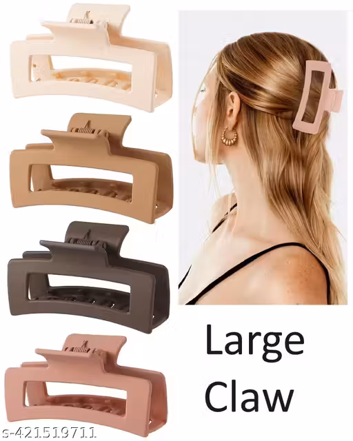 4 Pack 3.8 Inche Large Rectangle Hair Claw Clips Matte Flower Hair Clips Coral Orange color Abs Plastic