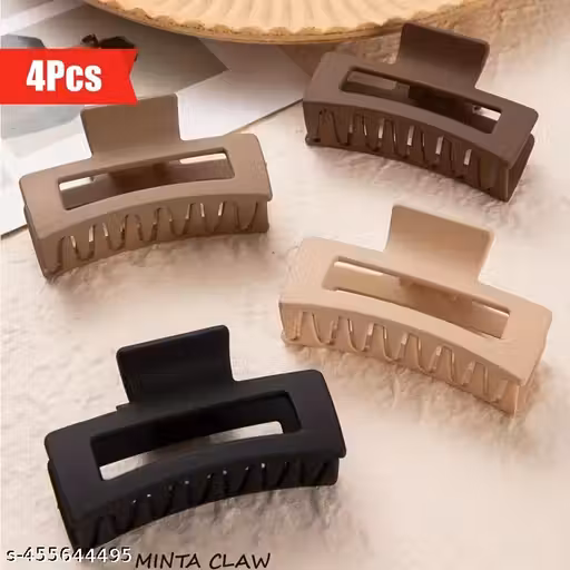 MINTA 4pcs Thick Hair Claw Clips for Women - Ultra-Strong Hold, French Design Jaw Barrettes for Long Curly Hair