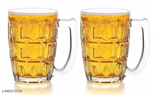 Pack of 2pcs Beer mugs capacity (400ml) Premium Heavy Duty Glass Beer Mug / Juice Mug beer, cocktails, juice, cold drinks, mocktails, iced coffee, soda