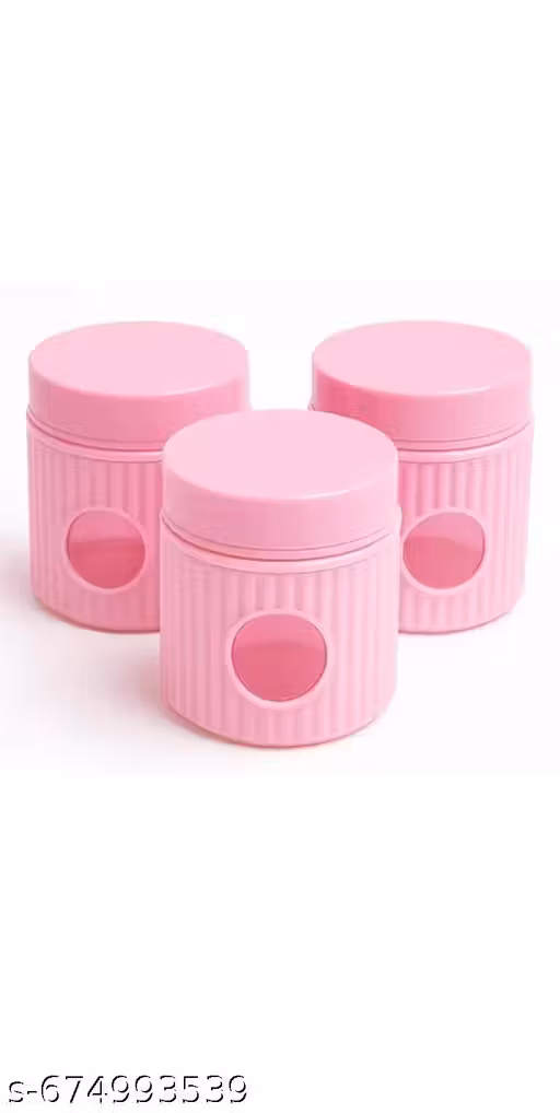 Pack of 3pcs jars (capacity 350ml) Fancy Daul Layer storage jar ( Inner Glass + outer plastic Body Jar) airtight kitchen container with clean window Ideal for storing dry fruits, nuts, snacks, spices, candies, tea/coffee, and small kitchen essentials.