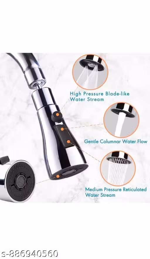 Rotating Sink Tap Adapter Silver 360° Rotating Tap Extender – Lightweight 100g Plastic Sink Tap Attachment with Easy Fit Design, Adjustable Round Rotation for Smooth Water Flow, Durable and Stylish Kitchen Accessory Compatible with Most Standard Sink Tap