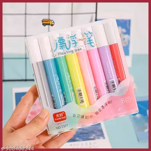 Water Floating Pen/Marker/Magical Water Painting For Kids, In 8 Colors Floating Marker Pen Easy-To-Wipe Water Floating Pen For Kids Play/Tatoo Art Work By Floating Pen. - Bold, Multicolor