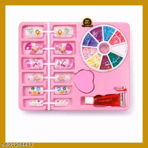 DIY Kids Nail Art Kit for Girls | Cute Fake Nails with Glue & Decoration Set | Fun Nail Design Play Kit for Children
