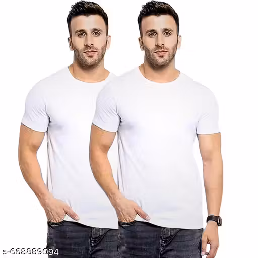 Men Plain White T-Shi