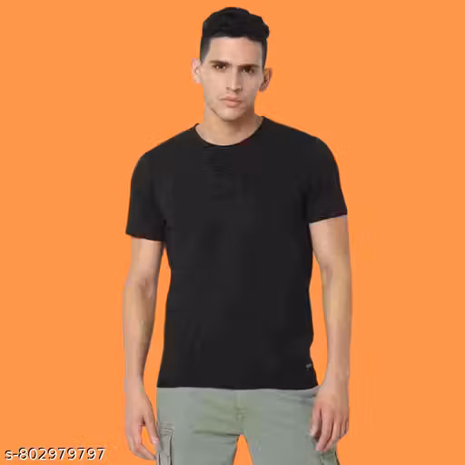 Trendy Men Polyester Plain T-Shirt | Round Neck Half Sleeve Casual Wear Tee